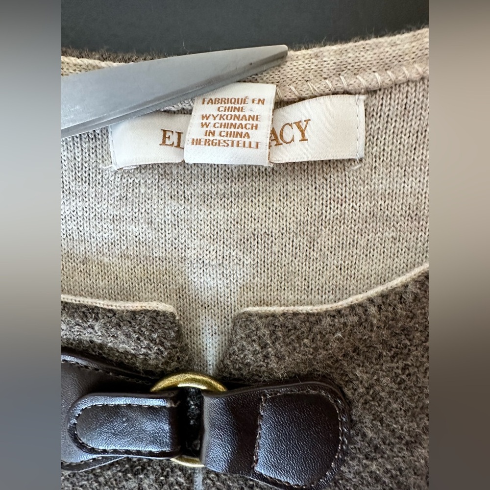 Equestrian Style Brown Wool Blend Sweater with Buckle Latch - Picture 5 of 13